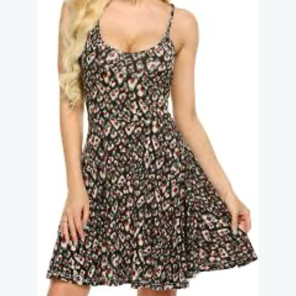 Acevog Casual Fit and Flair Sleeveless Skater Dress, Lightweight, Size Large